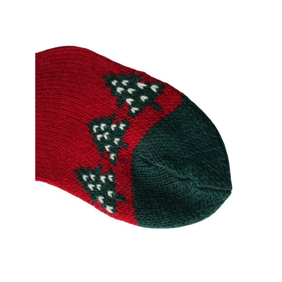 Vintage Christmas Knit Stocking With Reindeer Trees & Pom-Pom 24"x5.5" Festive R - Picture 9 of 12